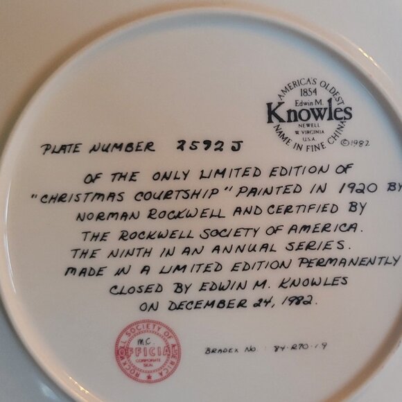 Limited Edition Rockwell Society of America plate for Christmas 1982. - Picture 4 of 4